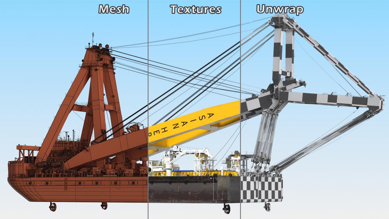 Floating Crane Ship 3D model