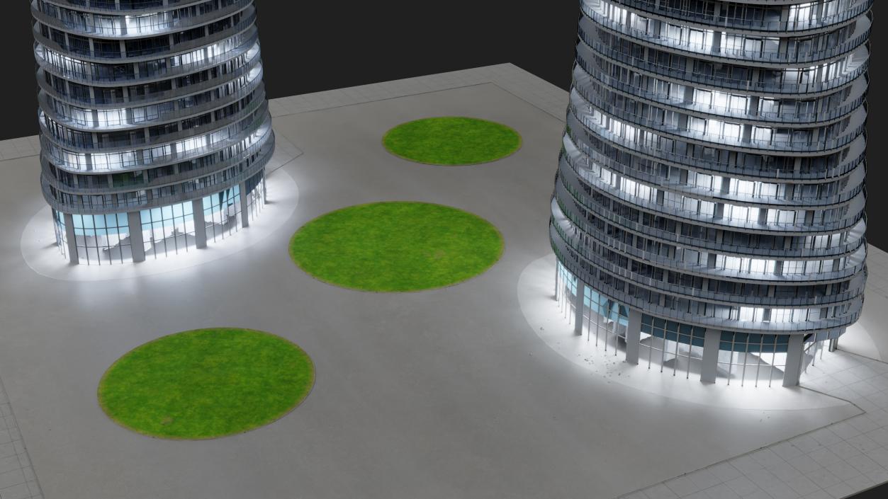 Absolute World Towers in the Night Lightning 3D model