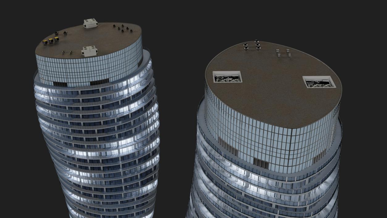 Absolute World Towers in the Night Lightning 3D model