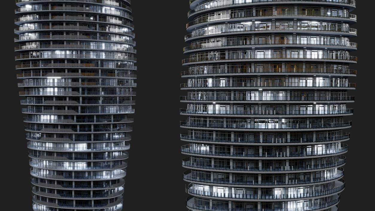 Absolute World Towers in the Night Lightning 3D model