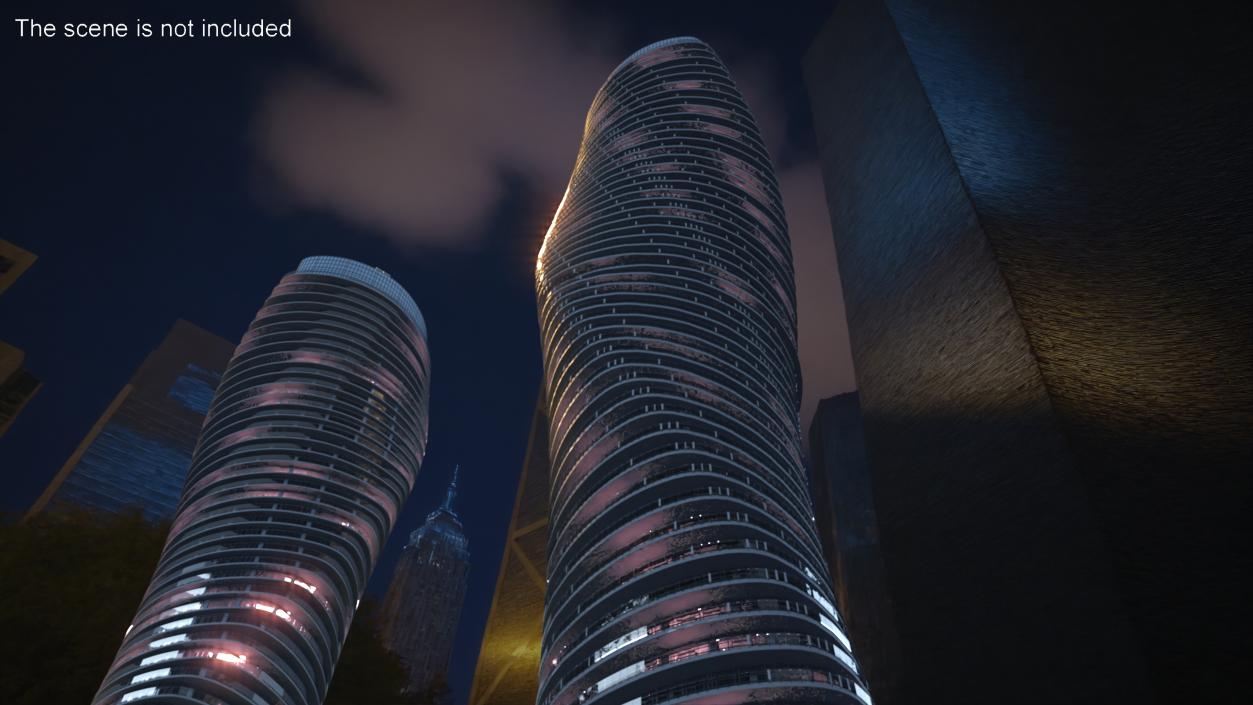 Absolute World Towers in the Night Lightning 3D model