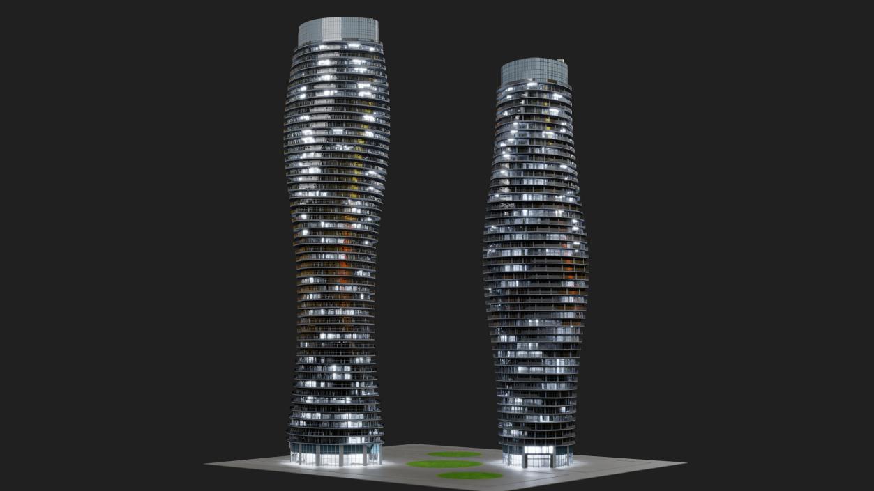 Absolute World Towers in the Night Lightning 3D model