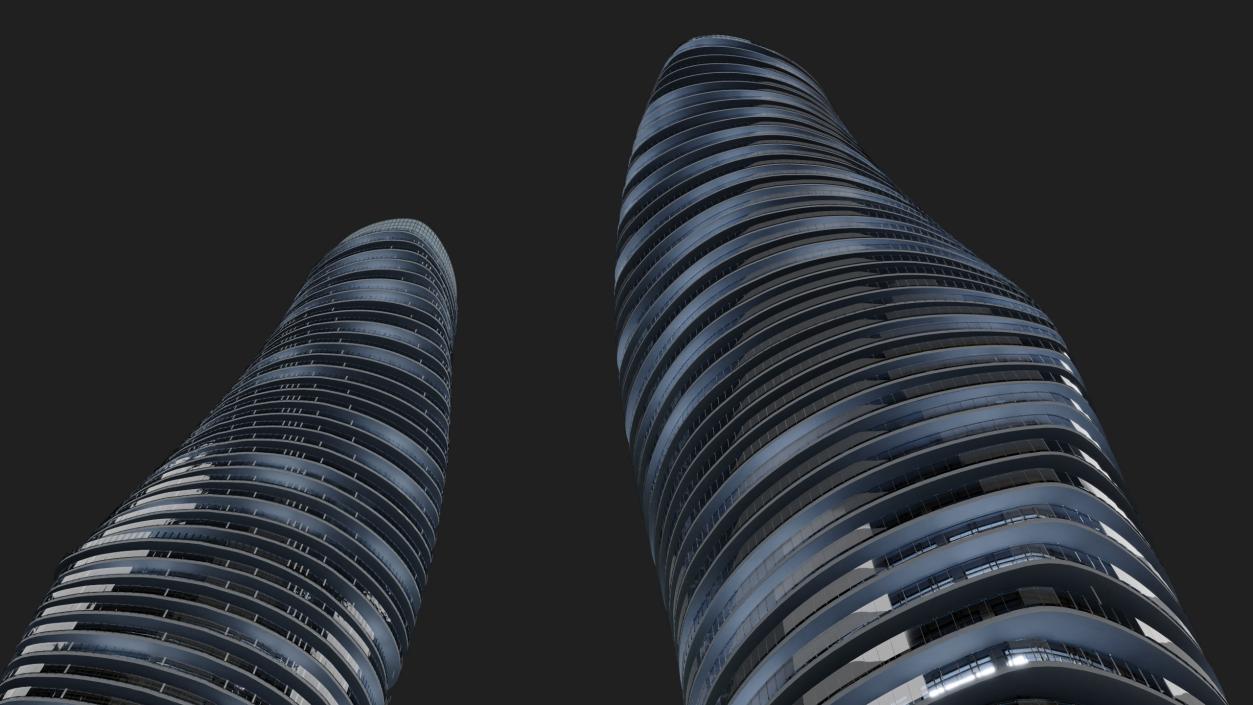 Absolute World Towers in the Night Lightning 3D model