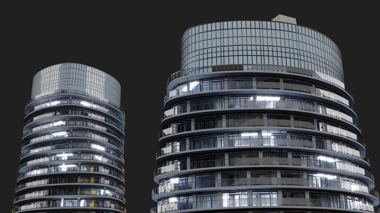 Absolute World Towers in the Night Lightning 3D model