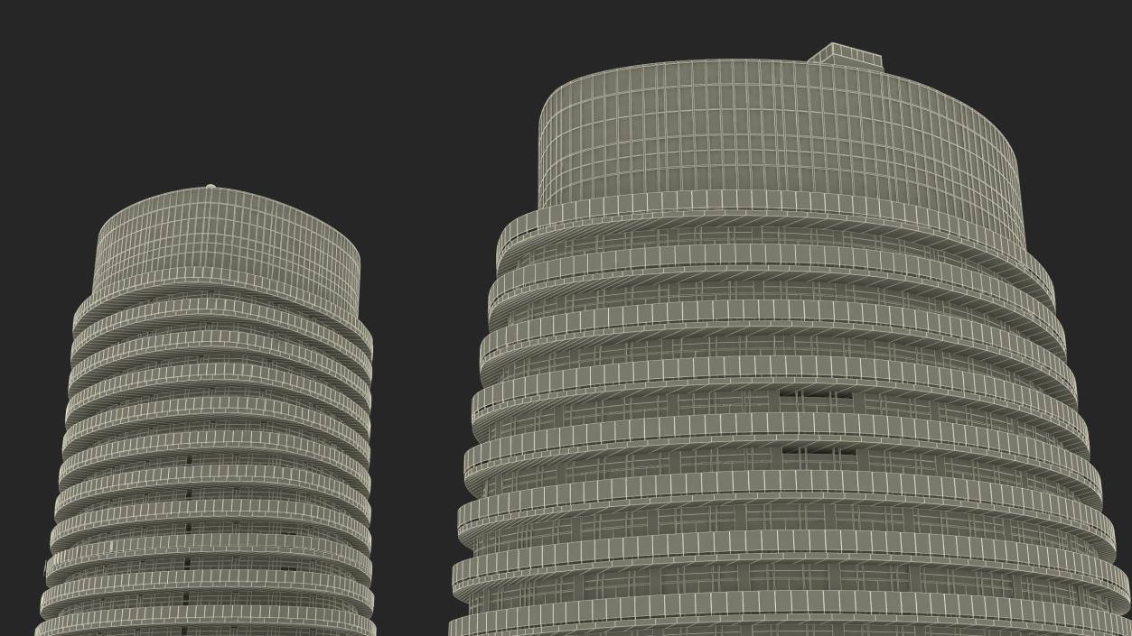 Absolute World Towers in the Night Lightning 3D model