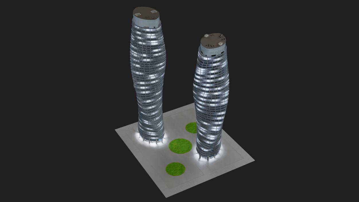 Absolute World Towers in the Night Lightning 3D model