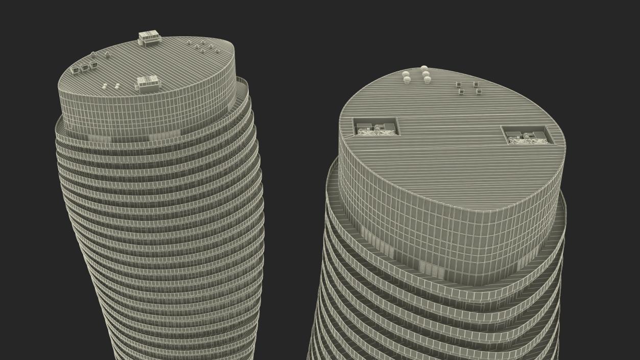 Absolute World Towers in the Night Lightning 3D model