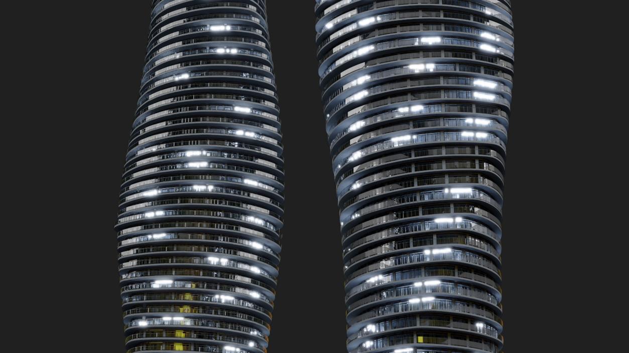 Absolute World Towers in the Night Lightning 3D model