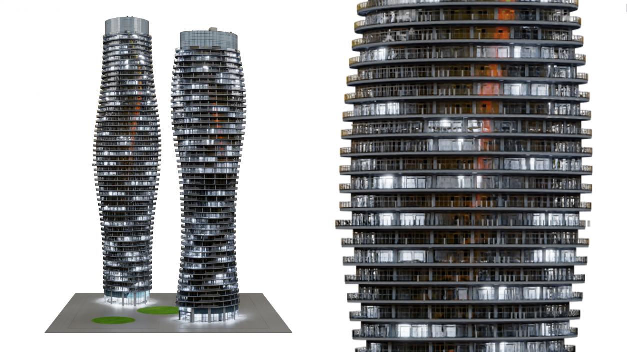 Absolute World Towers in the Night Lightning 3D model