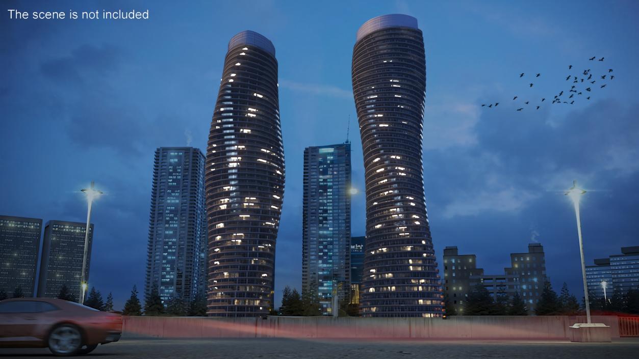 Absolute World Towers in the Night Lightning 3D model