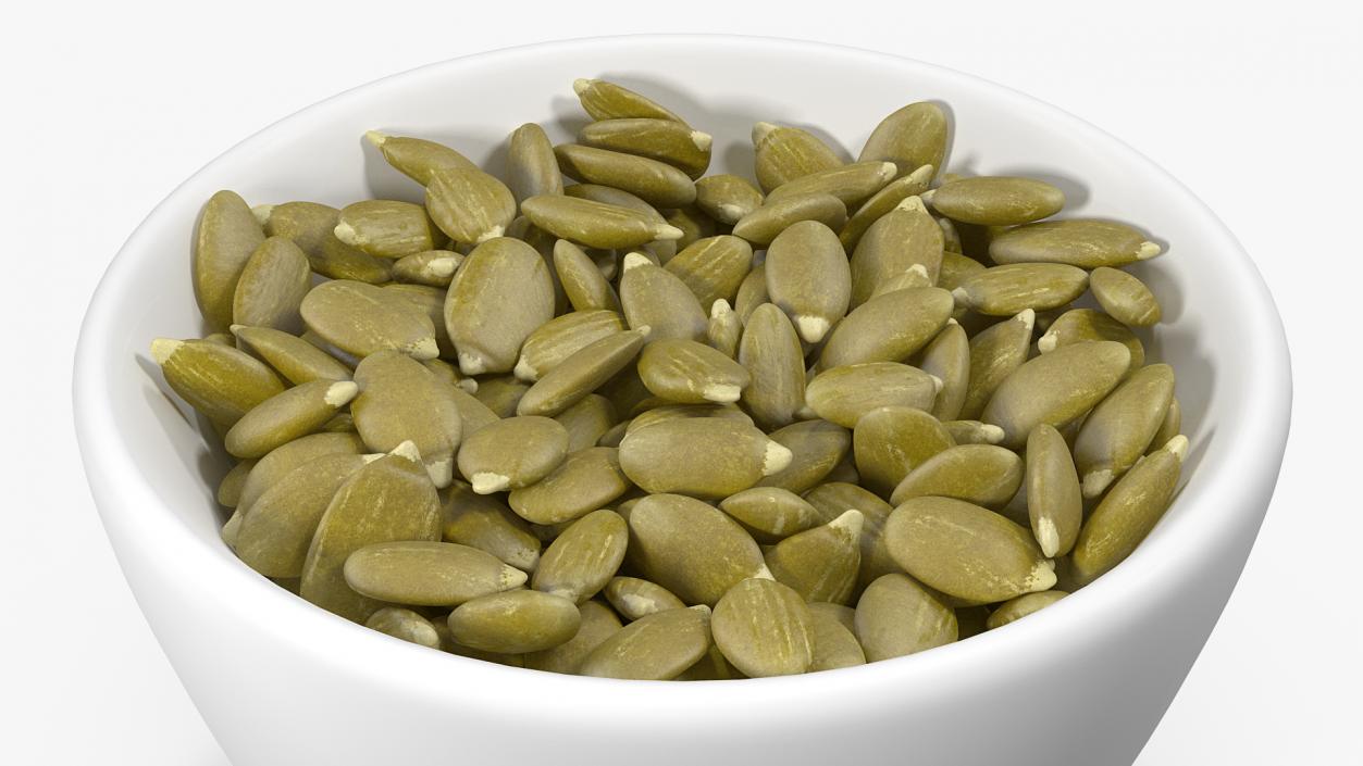 3D Peeled Pumpkin Seeds in a Ceramic Bowl model