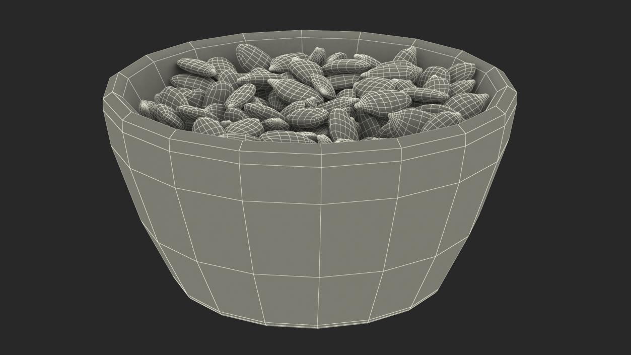 3D Peeled Pumpkin Seeds in a Ceramic Bowl model