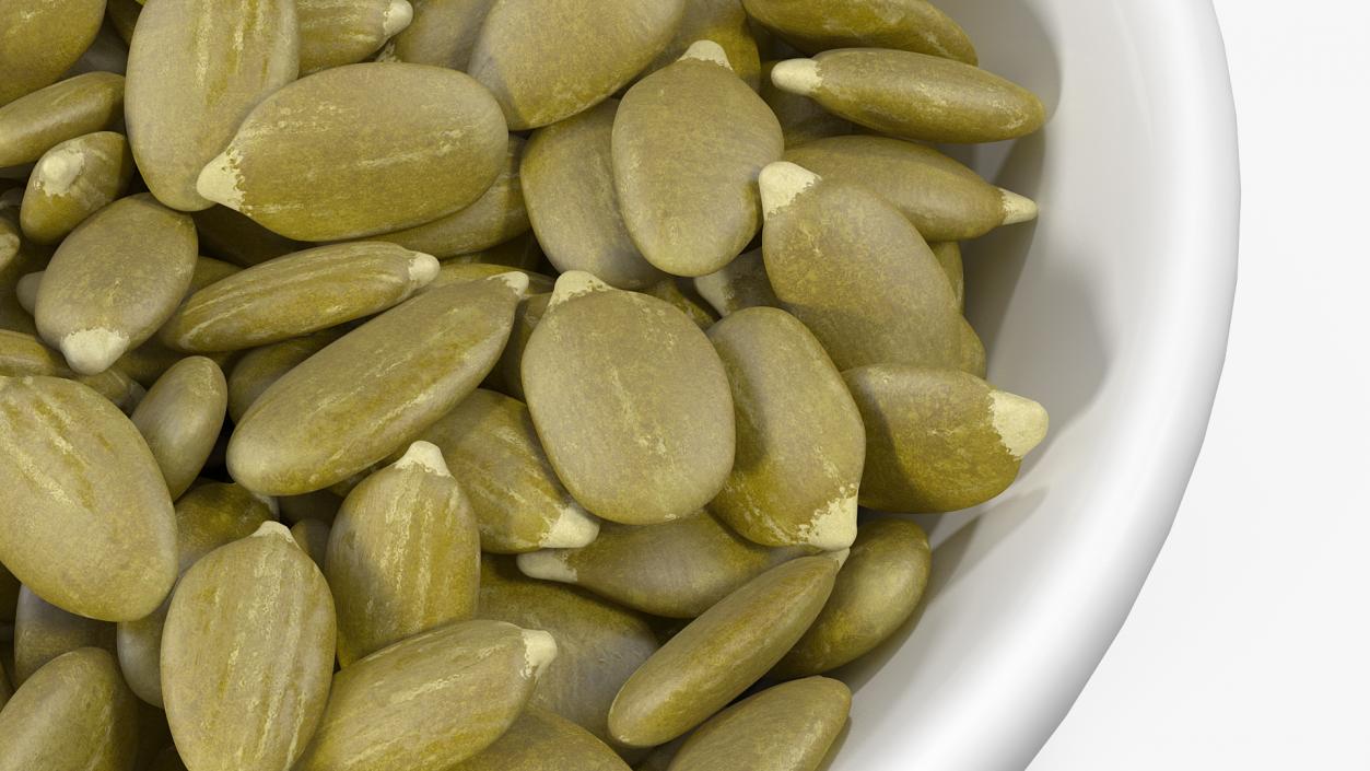 3D Peeled Pumpkin Seeds in a Ceramic Bowl model