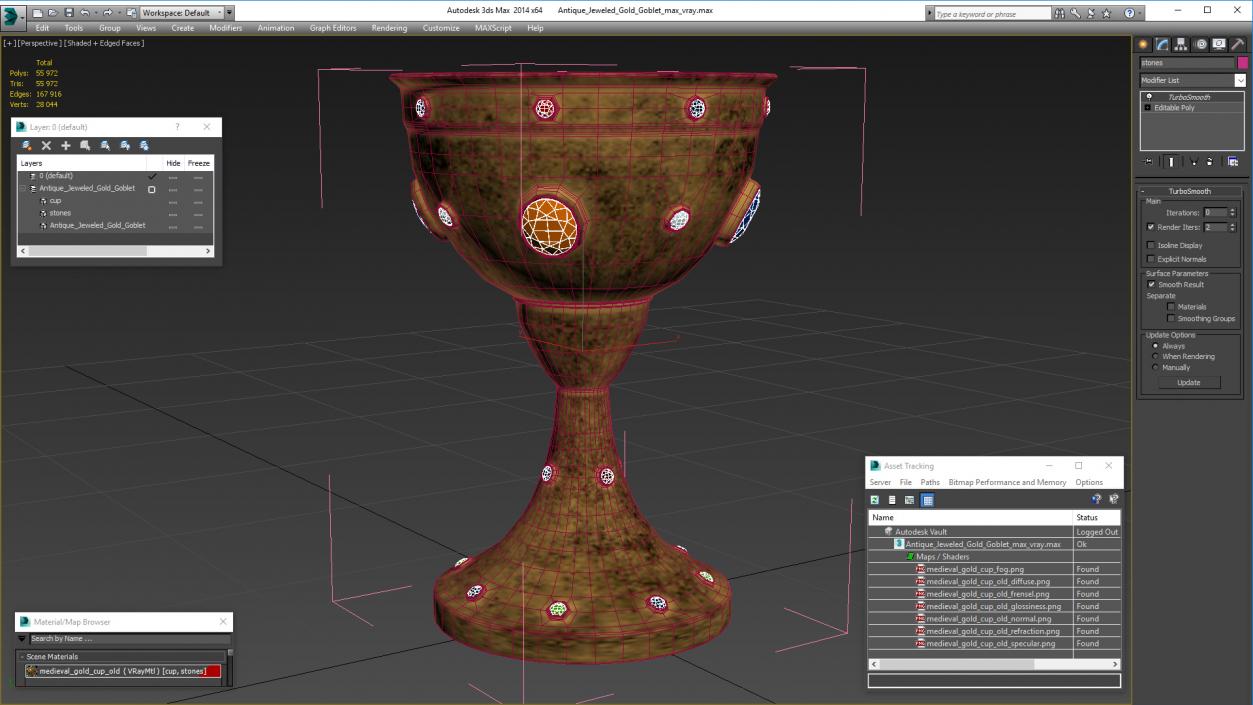 Antique Jeweled Gold Goblet 3D