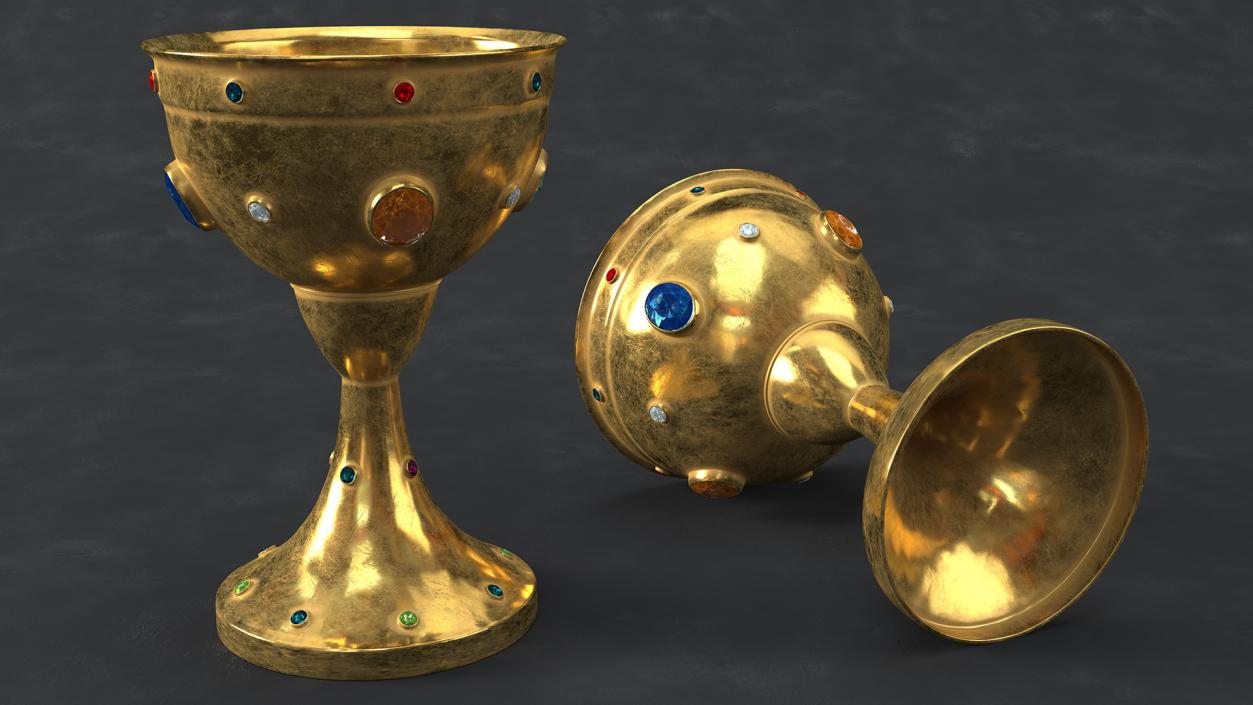 Antique Jeweled Gold Goblet 3D