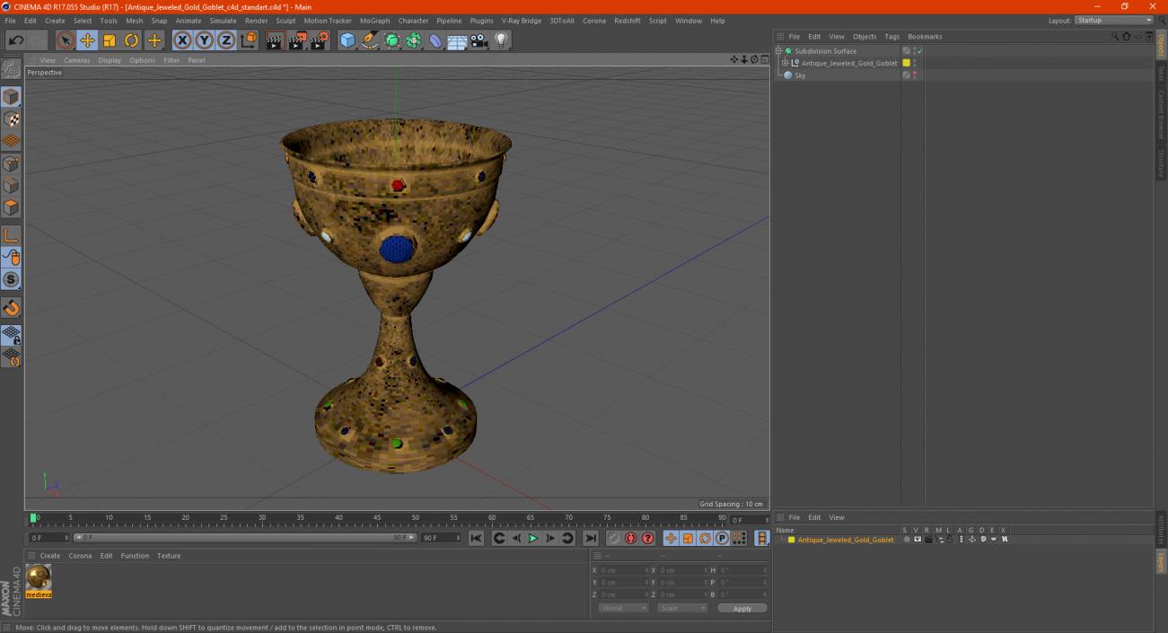 Antique Jeweled Gold Goblet 3D