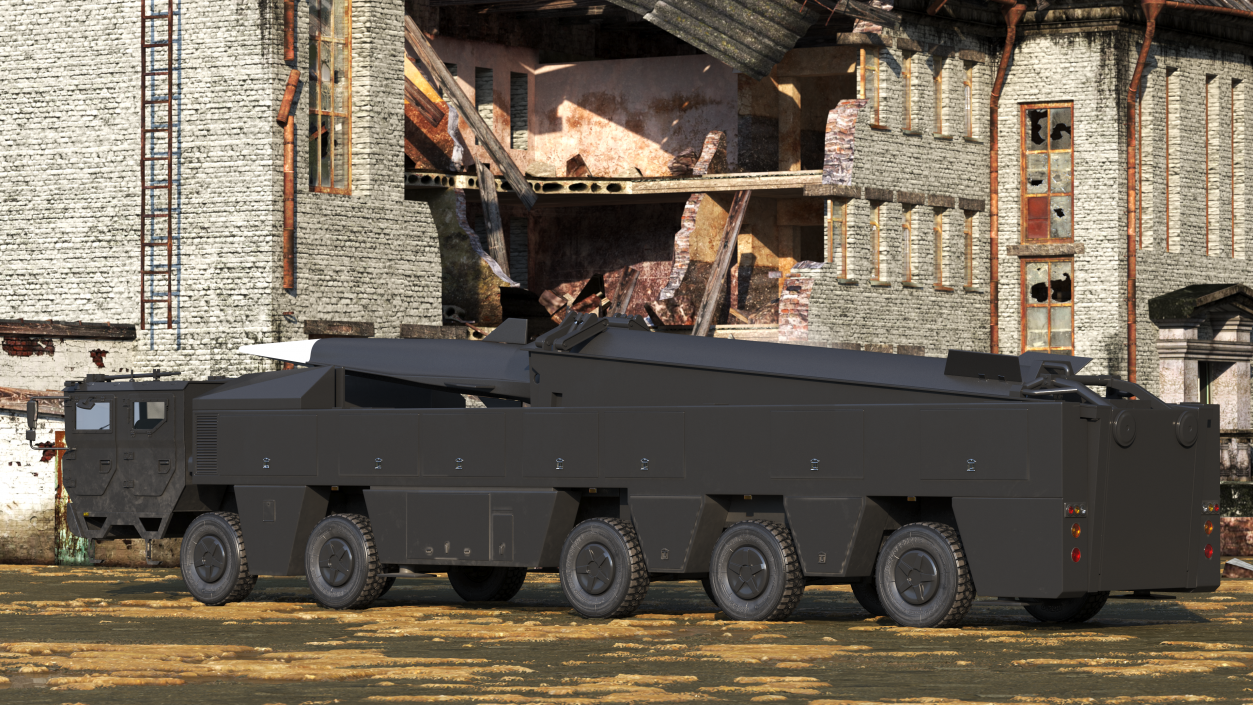 3D model Strategic Missile on Road Mobile Vehicle