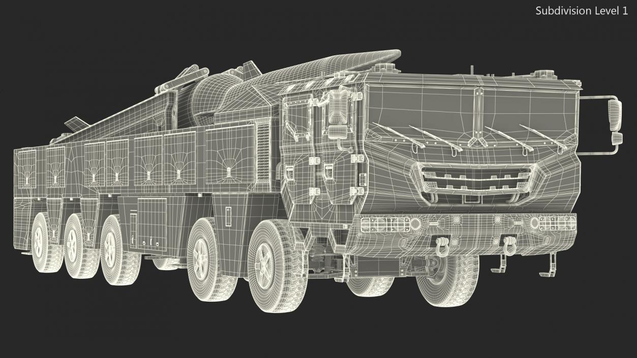 3D model Strategic Missile on Road Mobile Vehicle