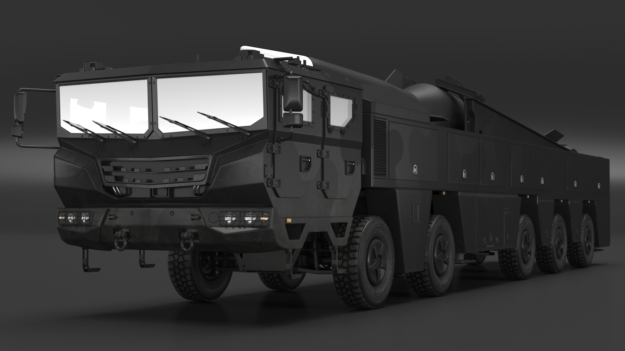 3D model Strategic Missile on Road Mobile Vehicle