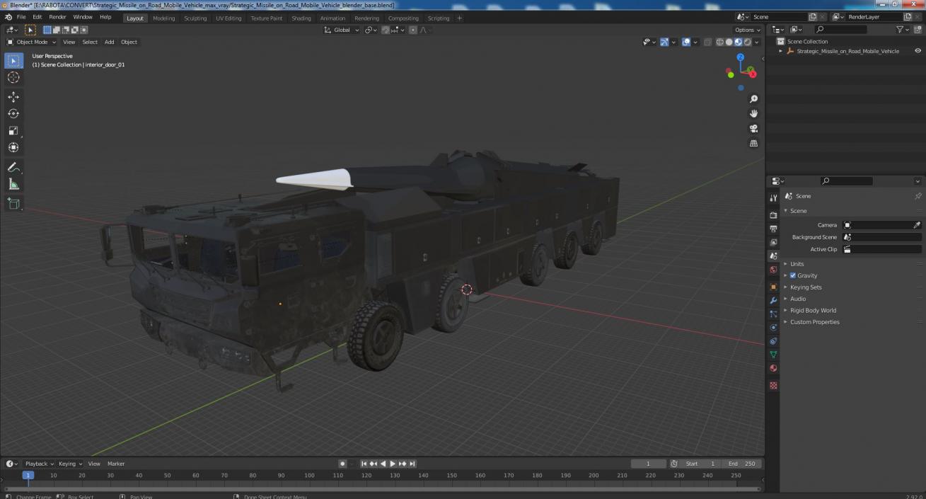 3D model Strategic Missile on Road Mobile Vehicle