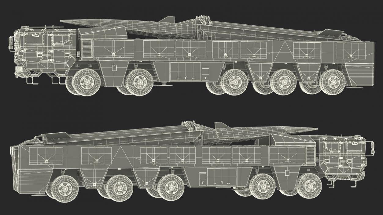 3D model Strategic Missile on Road Mobile Vehicle