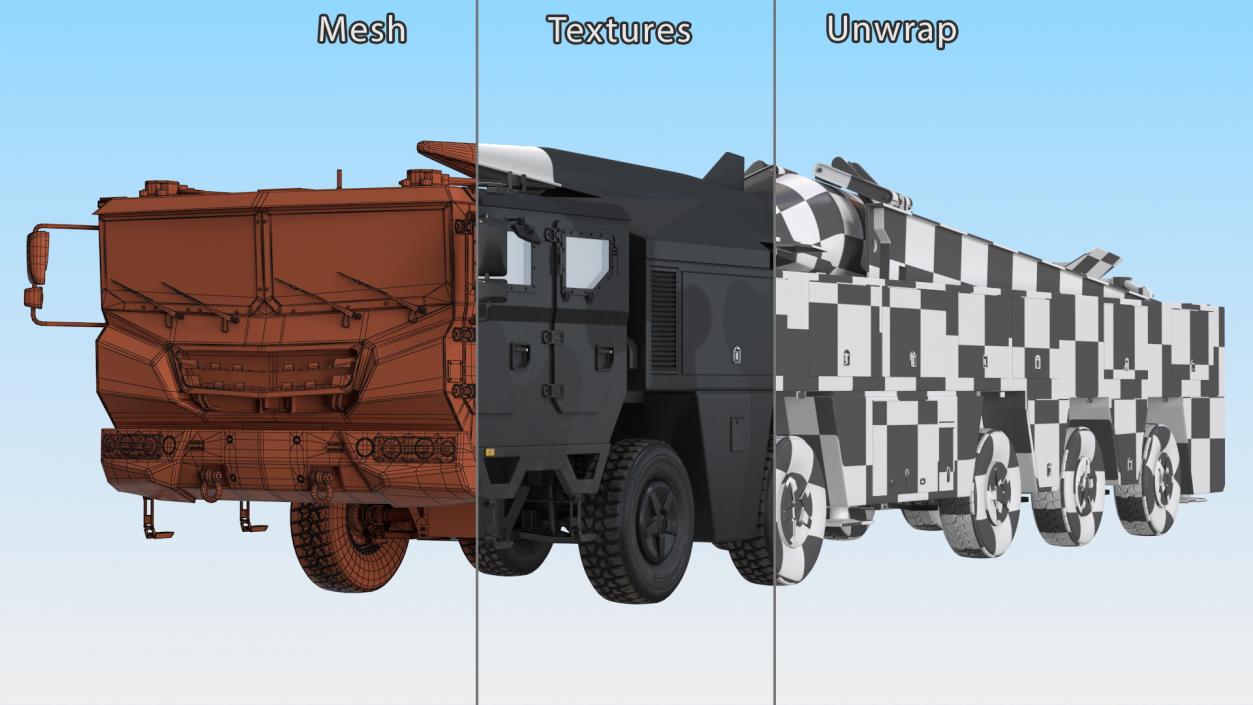 3D model Strategic Missile on Road Mobile Vehicle