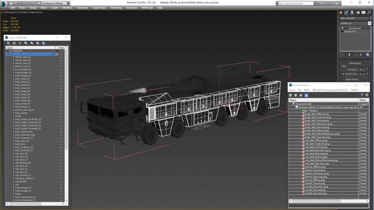 3D model Strategic Missile on Road Mobile Vehicle