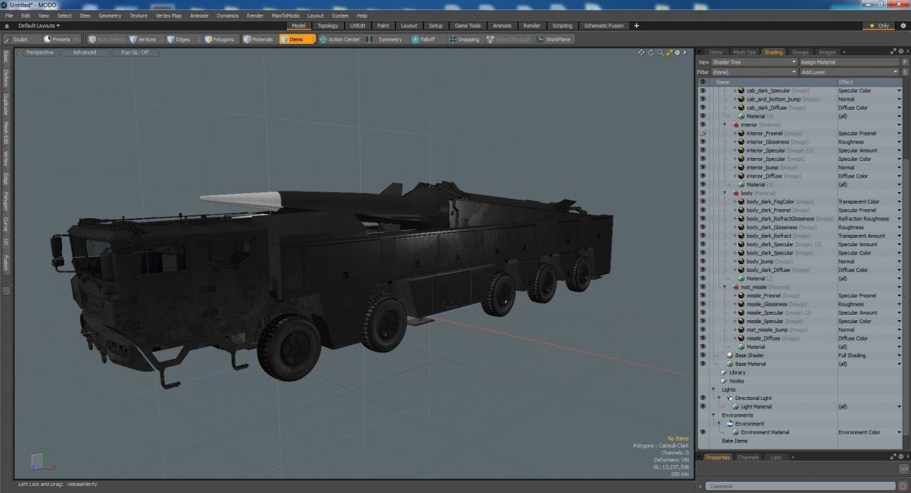 3D model Strategic Missile on Road Mobile Vehicle