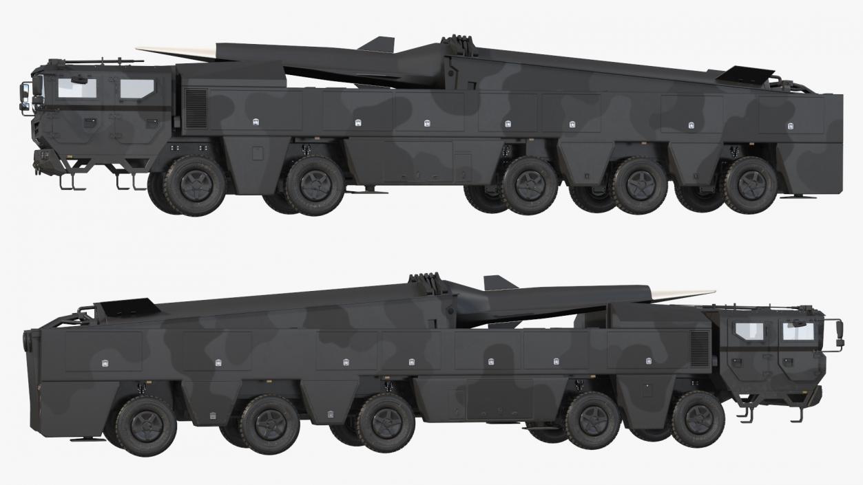 3D model Strategic Missile on Road Mobile Vehicle