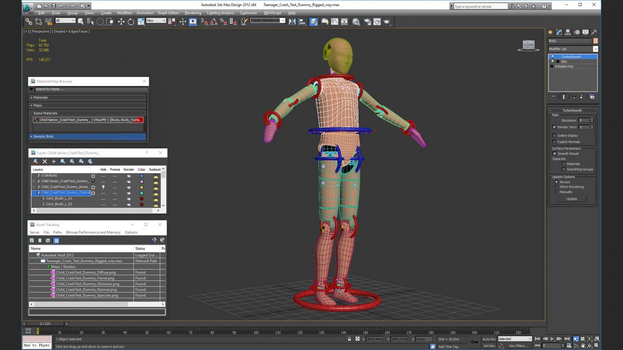 Teenager Crash Test Dummy Rigged 3D