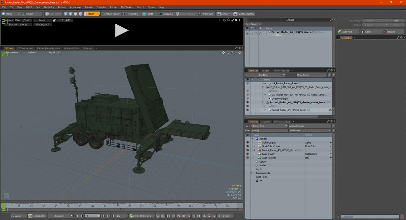 3D Patriot Radar AN MPQ53 Green model