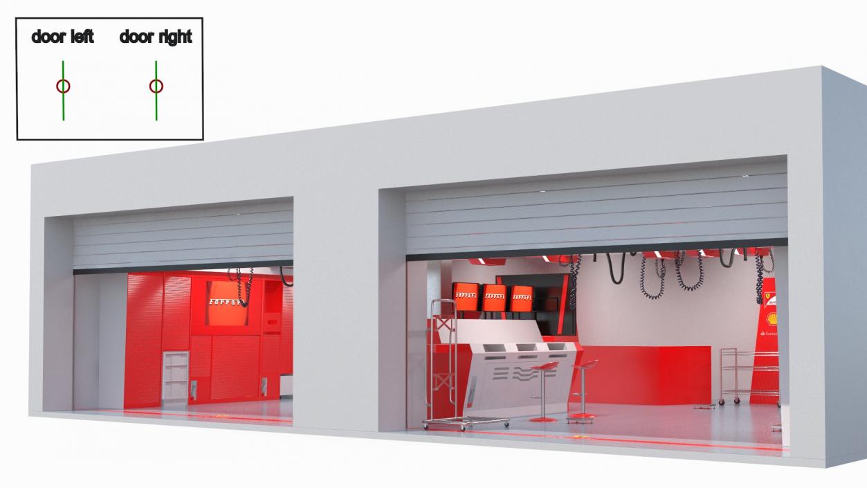 3D Formula 1 Garage Rigged model