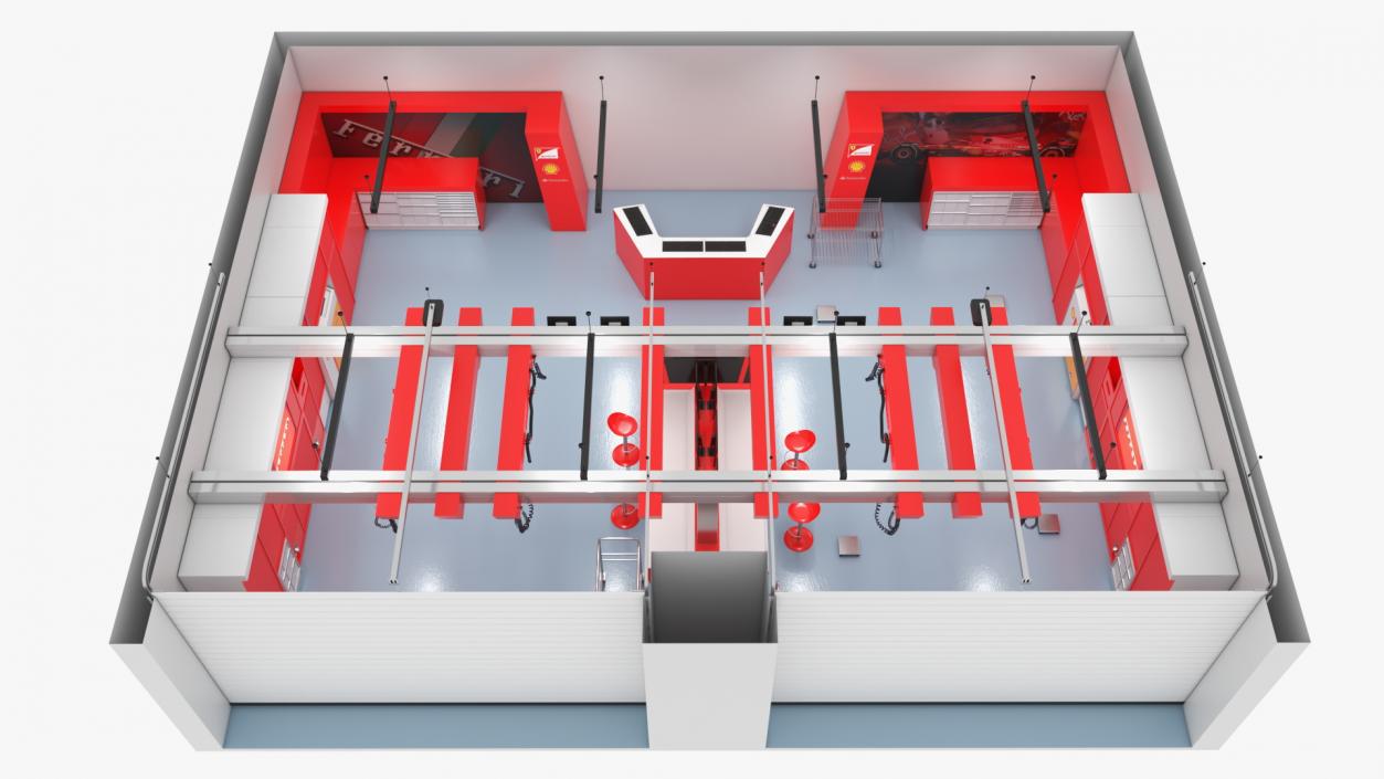 3D Formula 1 Garage Rigged model