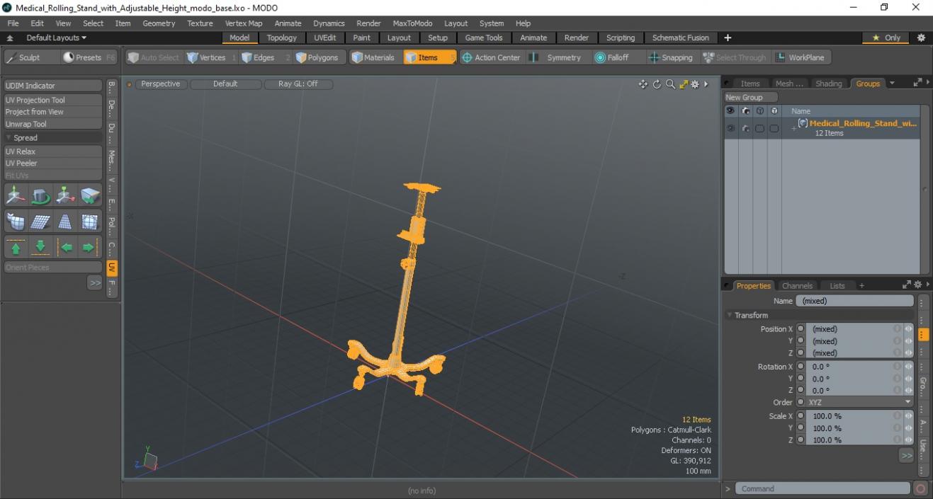 Medical Rolling Stand with Adjustable Height 3D model