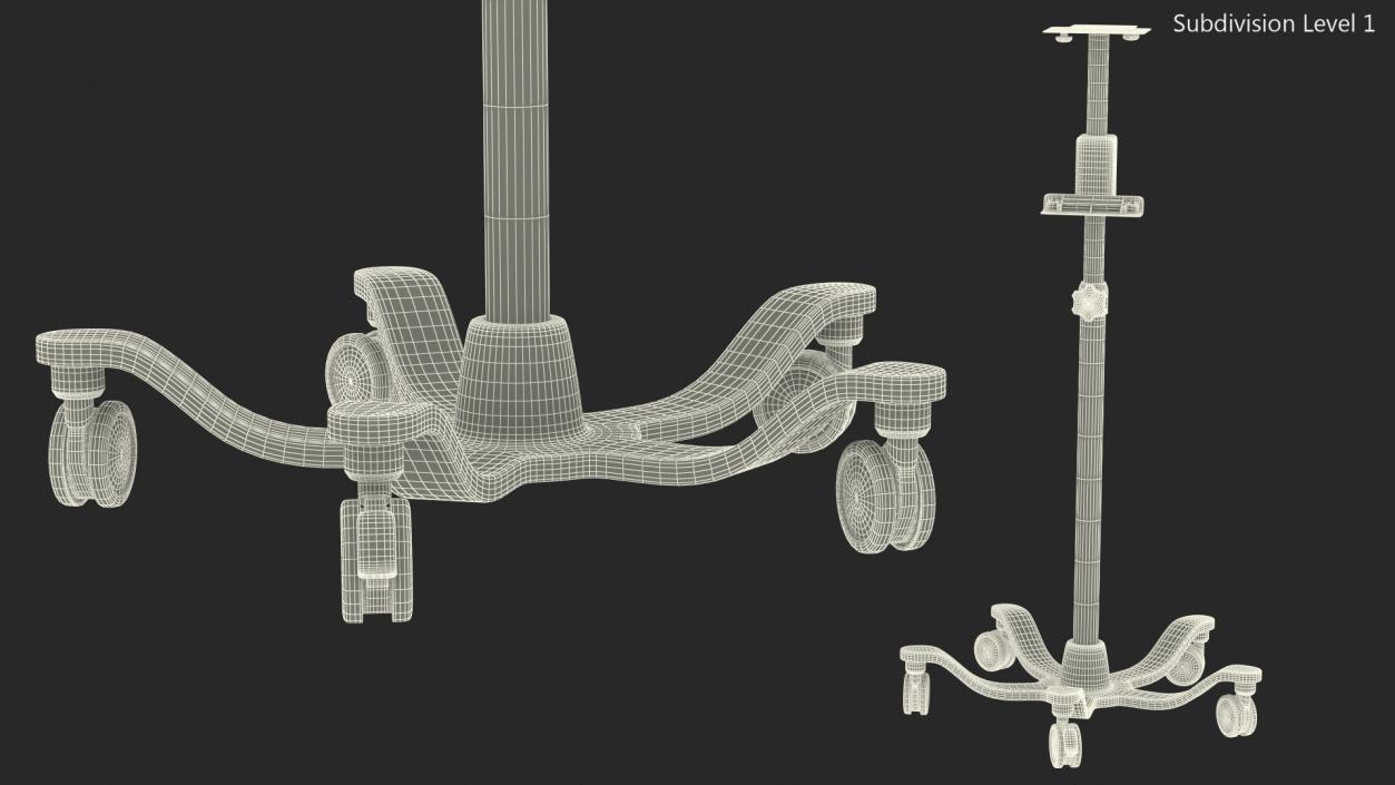 Medical Rolling Stand with Adjustable Height 3D model