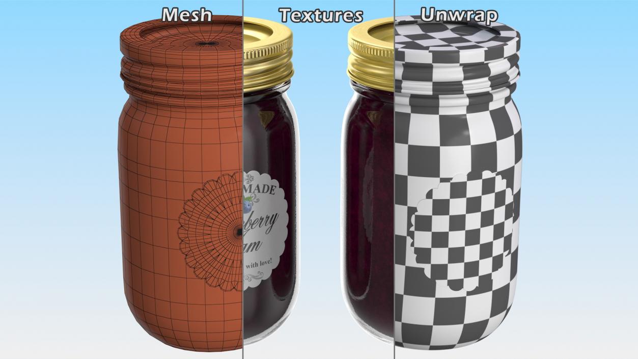 Jam Jar Blueberry 3D