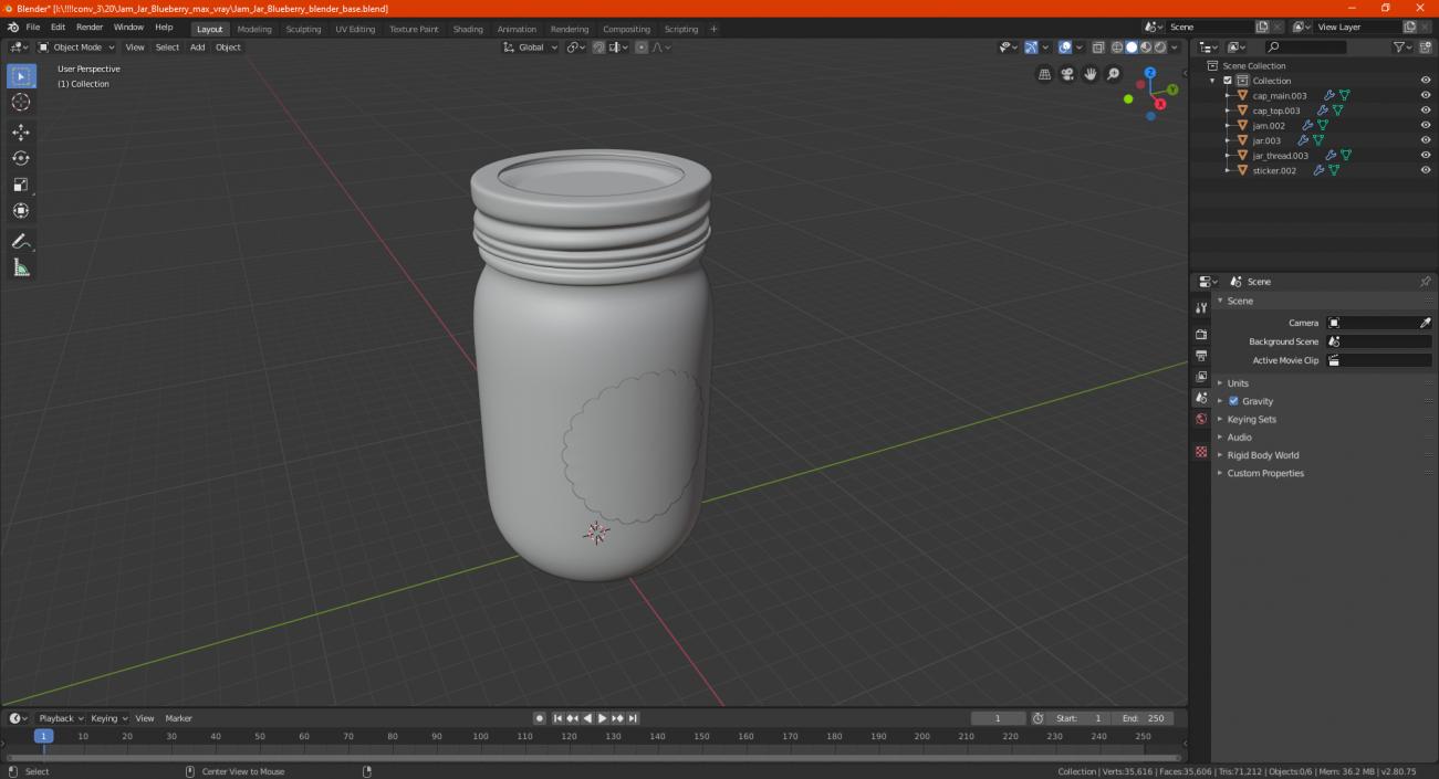 Jam Jar Blueberry 3D