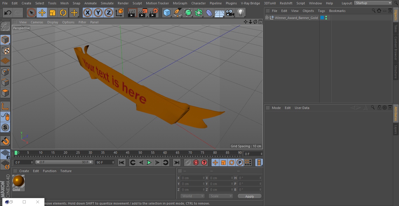 Winner Award Banner Gold 3D model