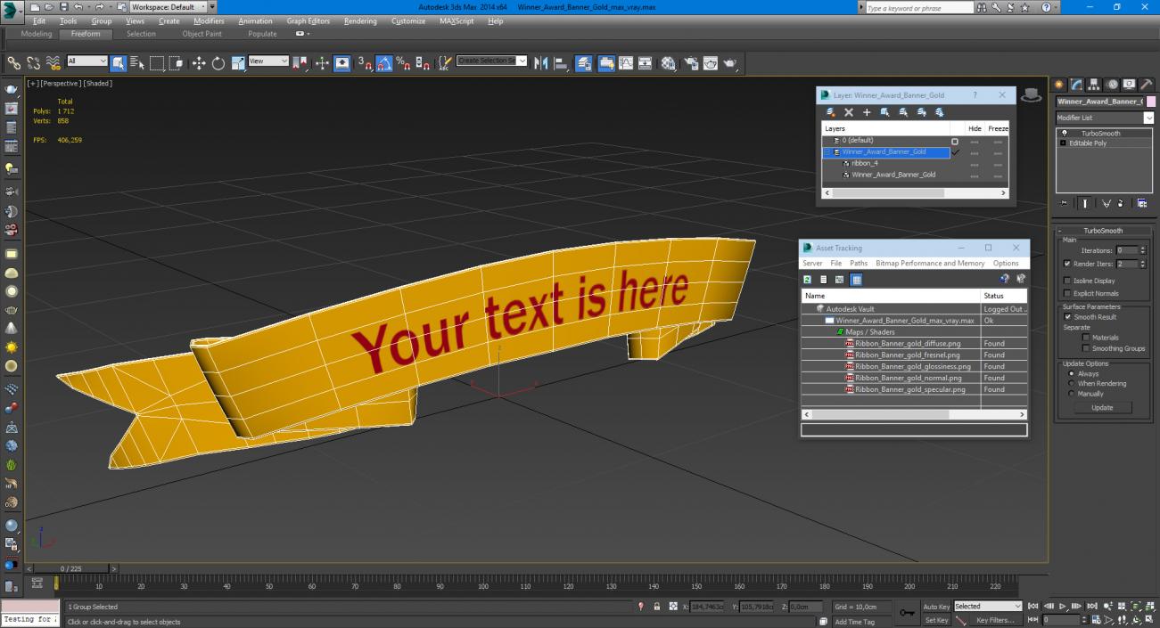 Winner Award Banner Gold 3D model