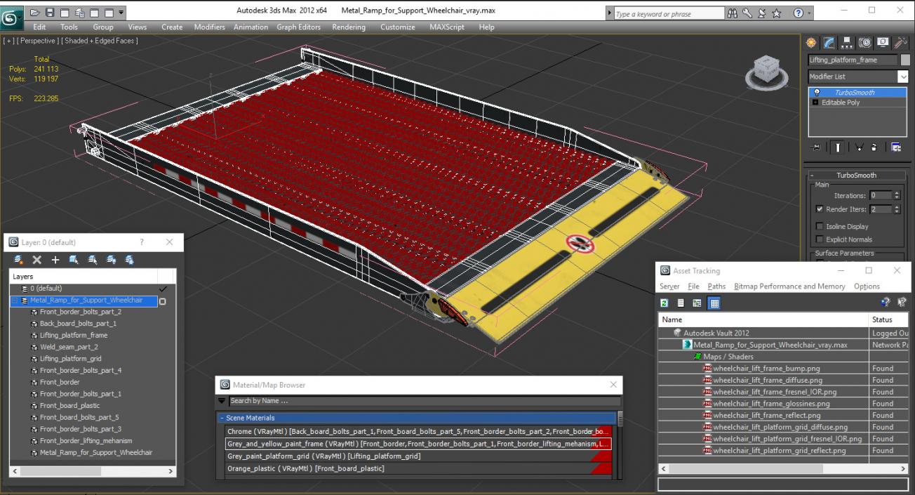 3D Metal Ramp for Support Wheelchair model