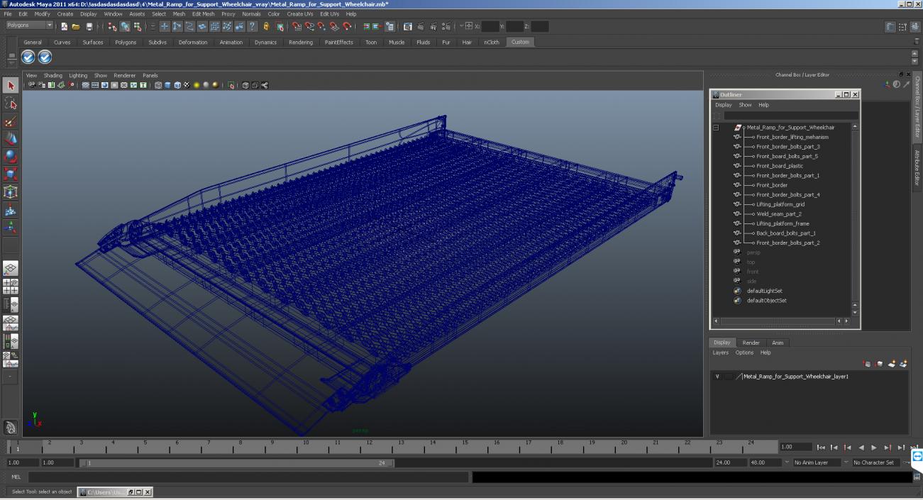 3D Metal Ramp for Support Wheelchair model