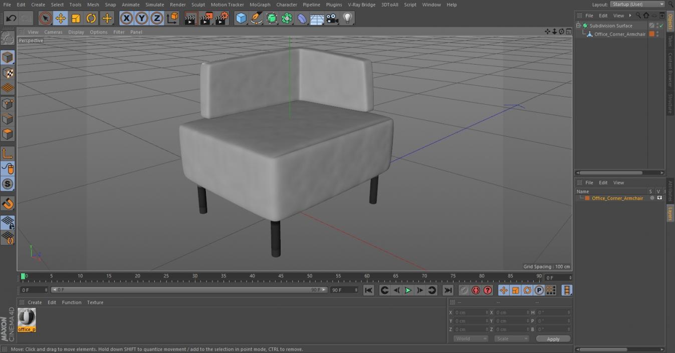 Office Corner Armchair 3D