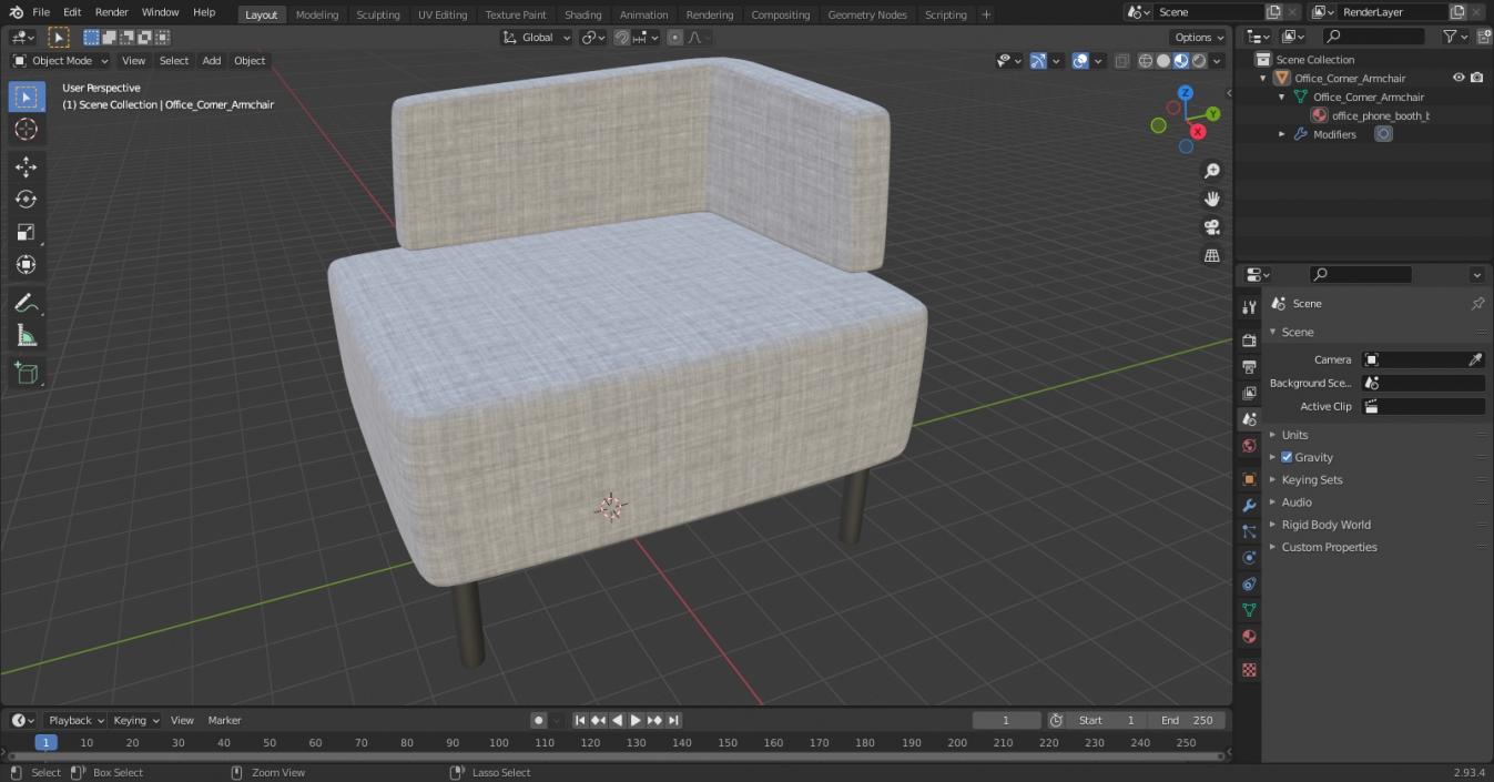 Office Corner Armchair 3D