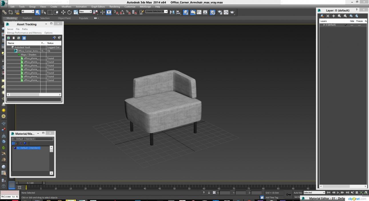 Office Corner Armchair 3D