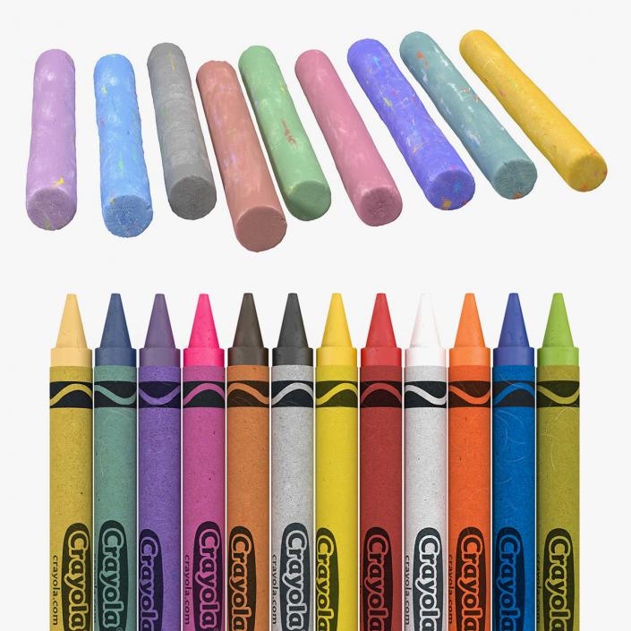 Chalks and Crayons 3D Models Collection 3D model