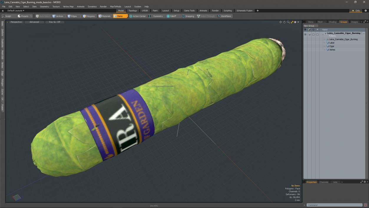 3D Leira Cannabis Cigar Burning model