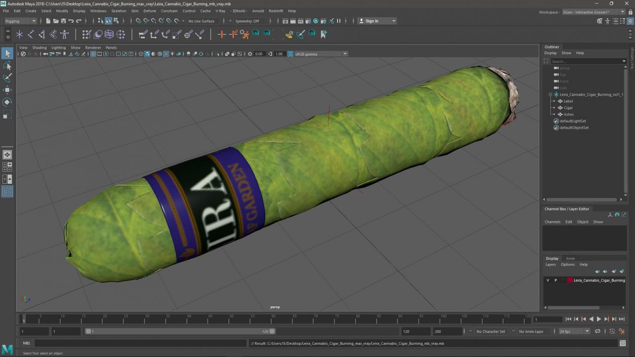 3D Leira Cannabis Cigar Burning model