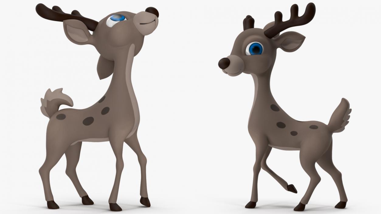 Grey Cartoon Deer Rigged 3D model