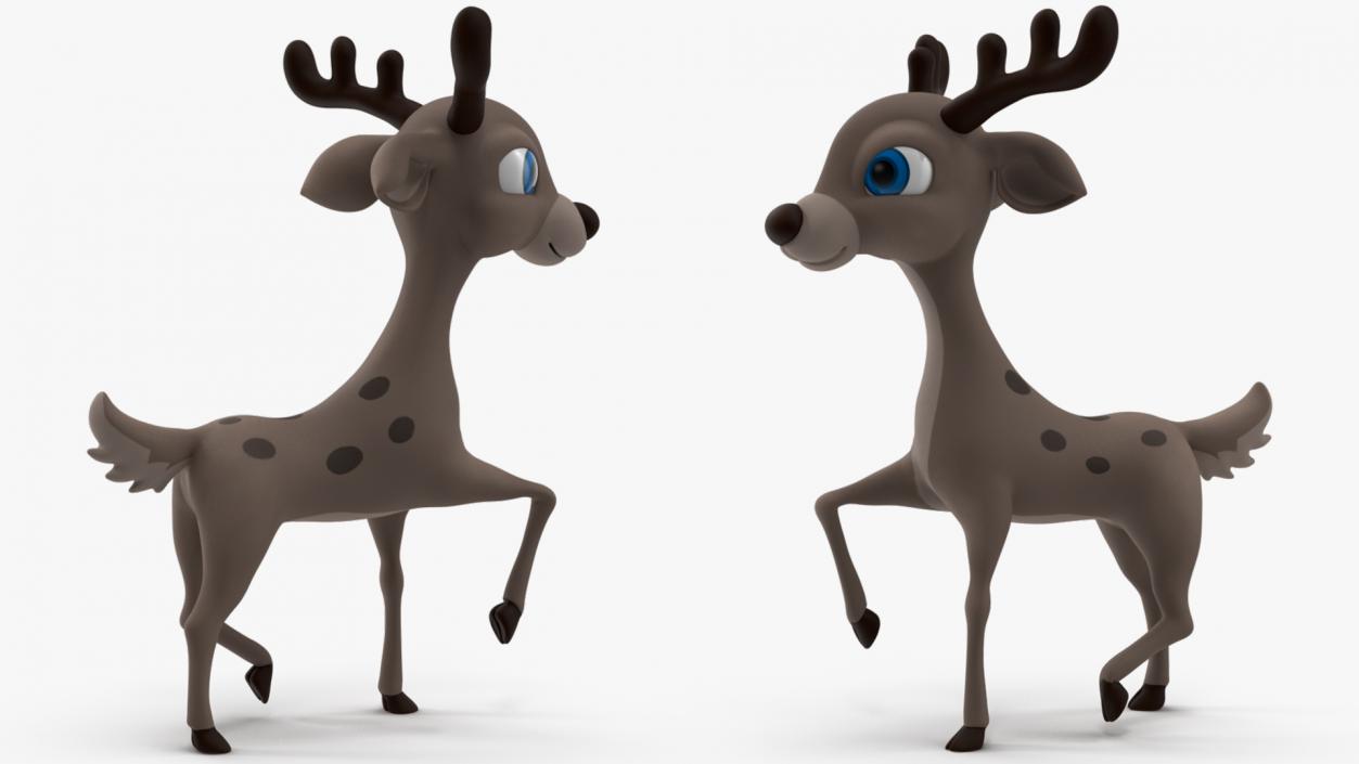 Grey Cartoon Deer Rigged 3D model