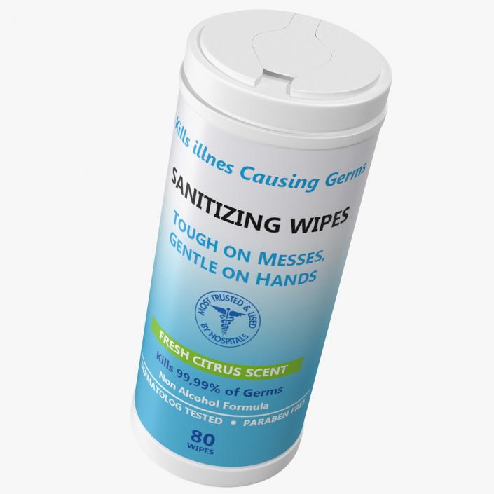 3D model Sanitizing Wipes 80 Count Small Canister